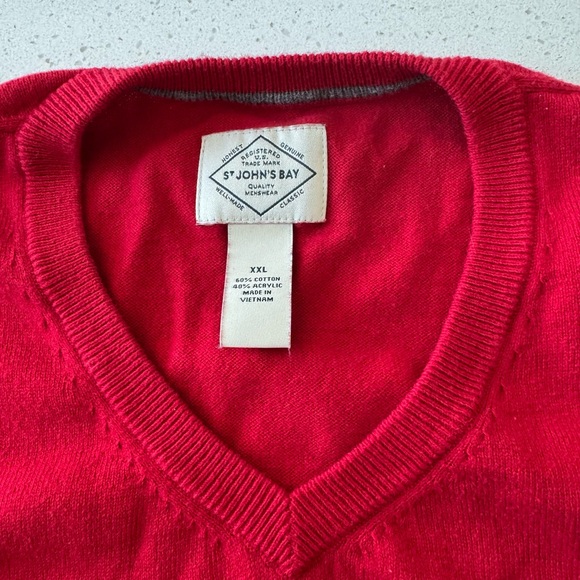 St. John's Bay Mens Red Heather V-Neck Sweater Size XXL Grunge & Preppy Look VTG - Picture 6 of 10